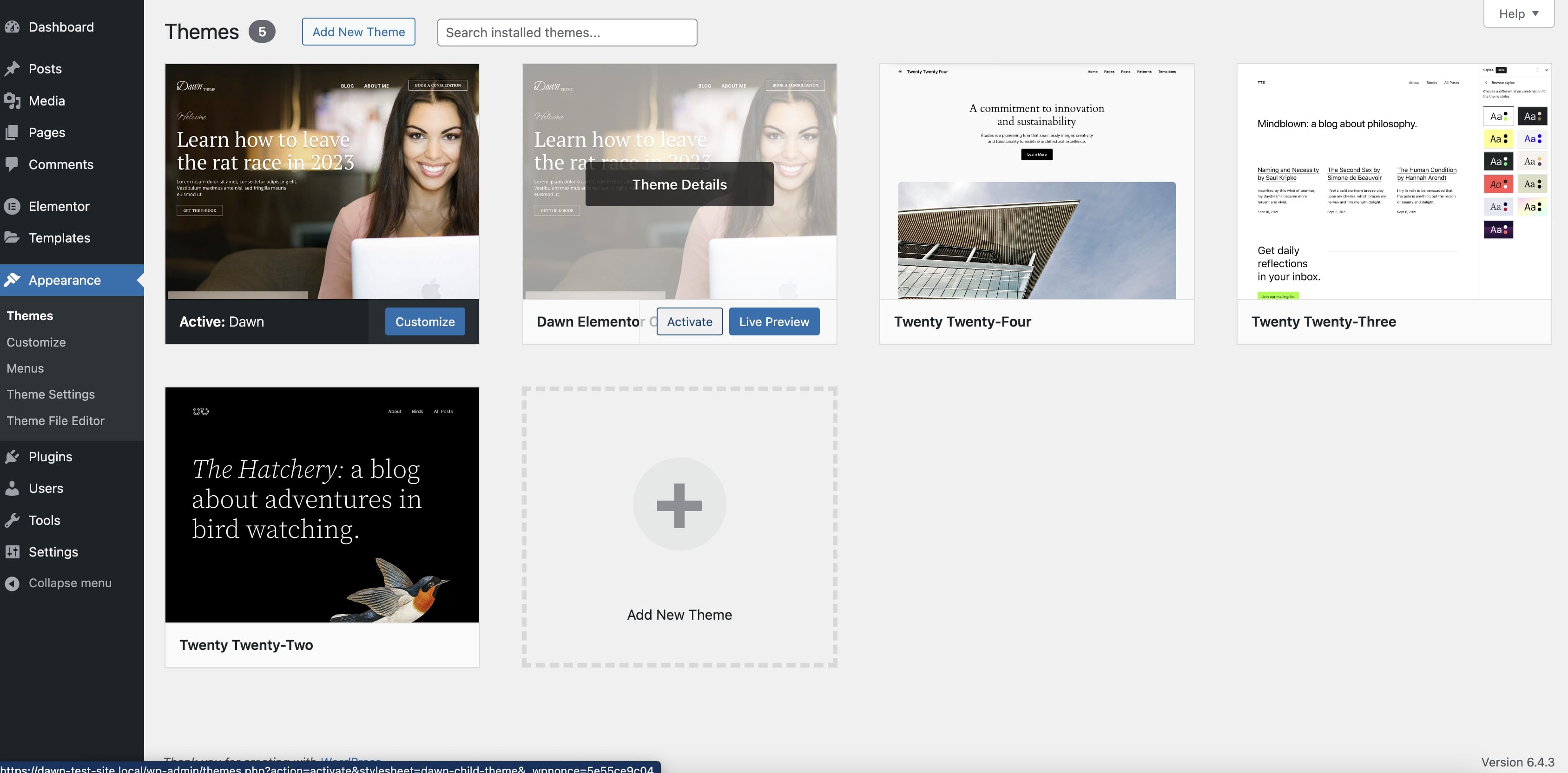 Activate Child Theme