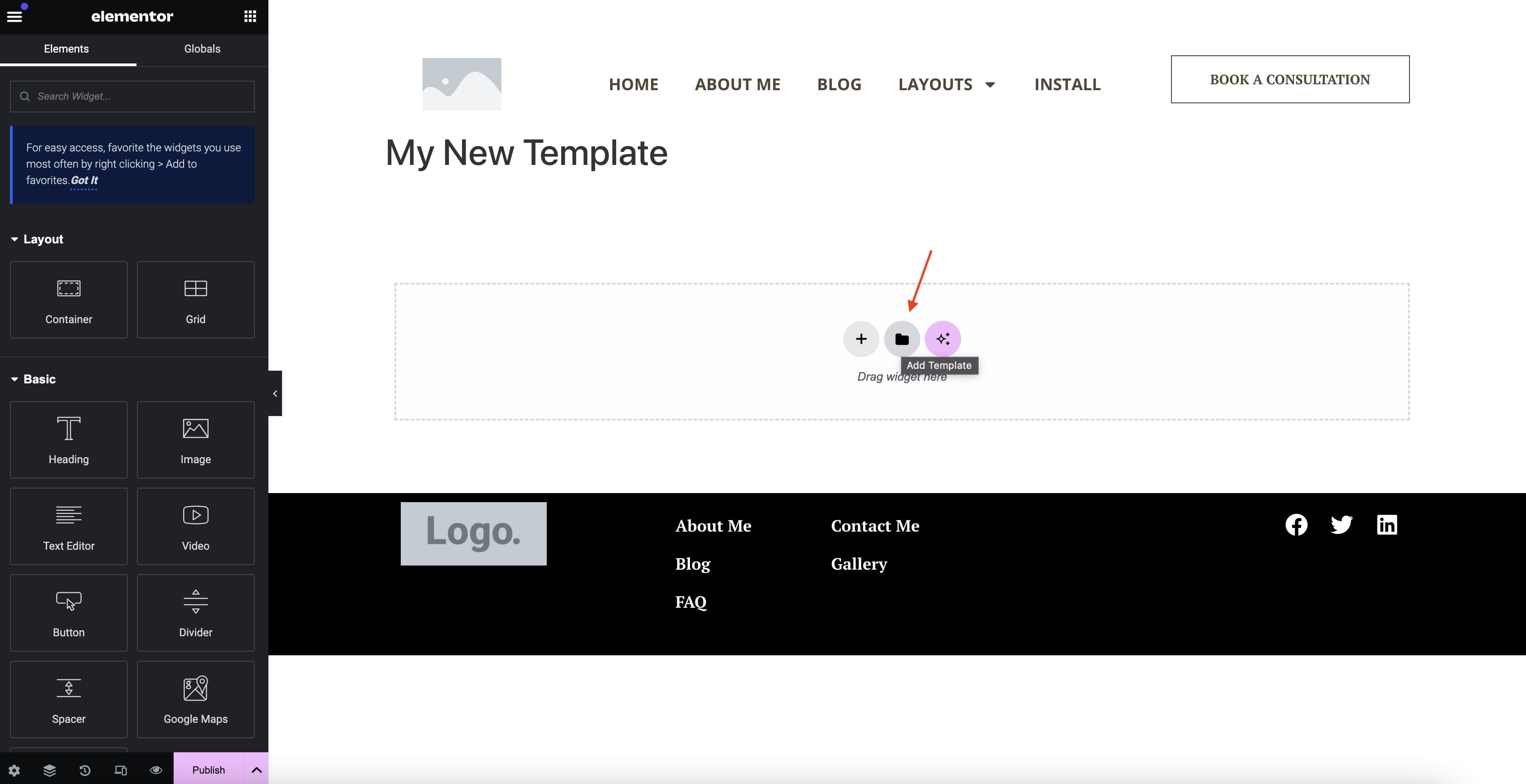 Add Template to Page